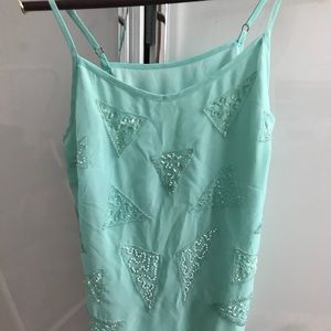 Beaded Aquamarine Spaghetti Strap